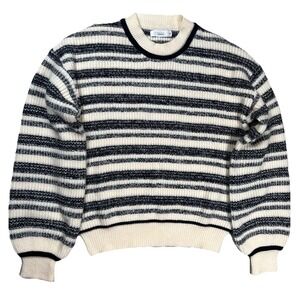 Talulah‎ Boutique Black Cream Striped Chunky Knit Sweater Sz M Fisherman Cottage